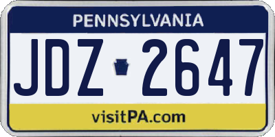 PA license plate JDZ2647