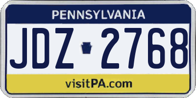 PA license plate JDZ2768