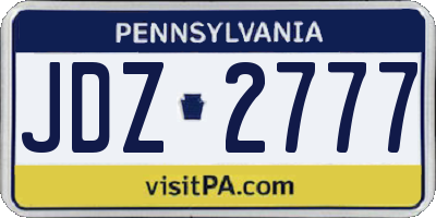 PA license plate JDZ2777
