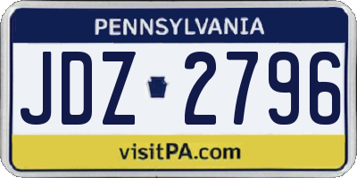 PA license plate JDZ2796
