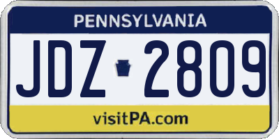 PA license plate JDZ2809
