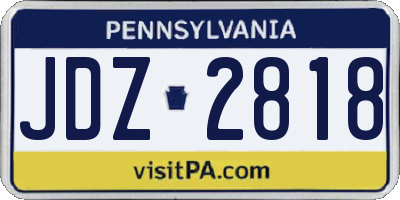 PA license plate JDZ2818