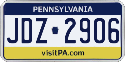 PA license plate JDZ2906