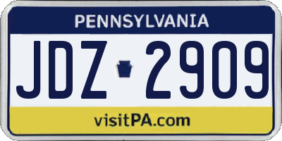 PA license plate JDZ2909