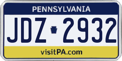 PA license plate JDZ2932