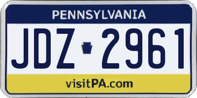 PA license plate JDZ2961