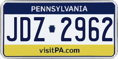 PA license plate JDZ2962