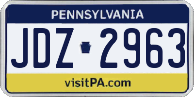 PA license plate JDZ2963