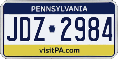 PA license plate JDZ2984