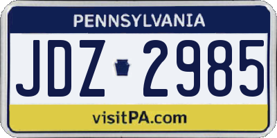 PA license plate JDZ2985