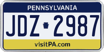 PA license plate JDZ2987