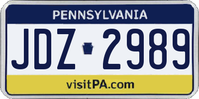 PA license plate JDZ2989