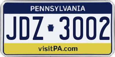 PA license plate JDZ3002