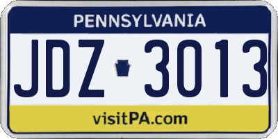 PA license plate JDZ3013