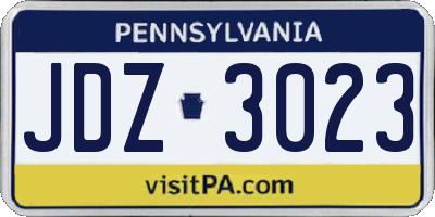 PA license plate JDZ3023