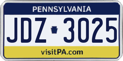 PA license plate JDZ3025