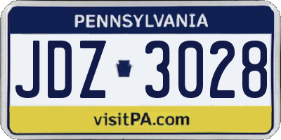 PA license plate JDZ3028