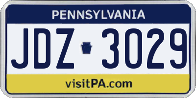 PA license plate JDZ3029