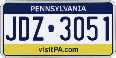 PA license plate JDZ3051