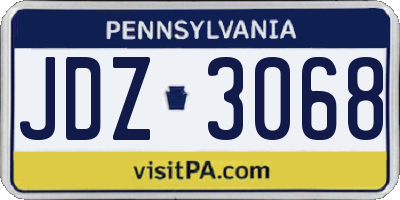 PA license plate JDZ3068