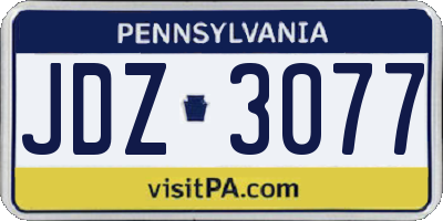 PA license plate JDZ3077