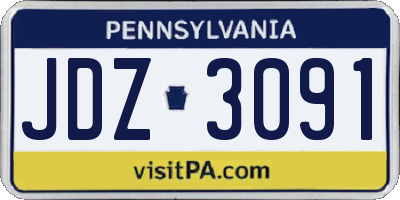 PA license plate JDZ3091