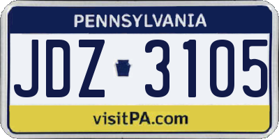 PA license plate JDZ3105