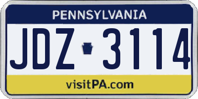 PA license plate JDZ3114