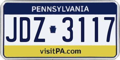 PA license plate JDZ3117