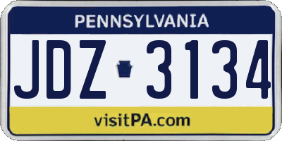 PA license plate JDZ3134