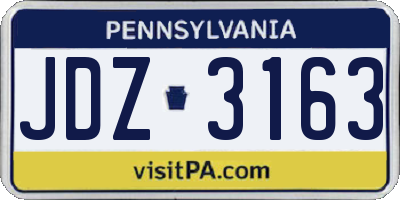 PA license plate JDZ3163