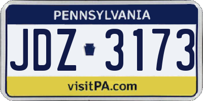 PA license plate JDZ3173