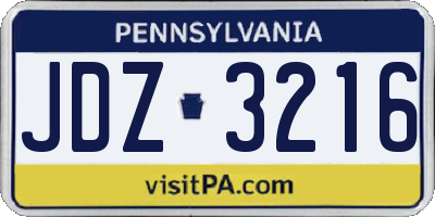 PA license plate JDZ3216