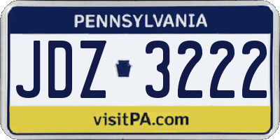 PA license plate JDZ3222