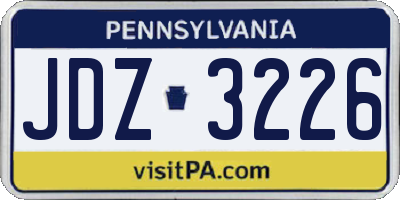 PA license plate JDZ3226