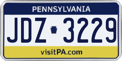 PA license plate JDZ3229