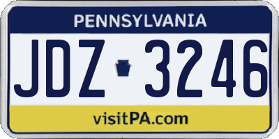 PA license plate JDZ3246