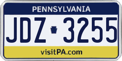 PA license plate JDZ3255
