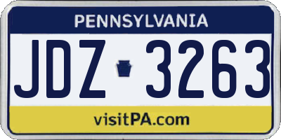 PA license plate JDZ3263