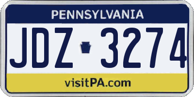 PA license plate JDZ3274