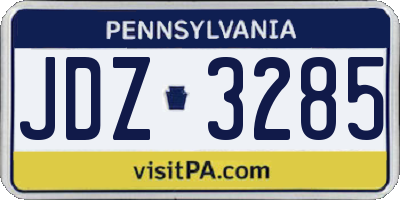 PA license plate JDZ3285