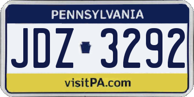 PA license plate JDZ3292