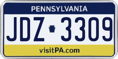PA license plate JDZ3309
