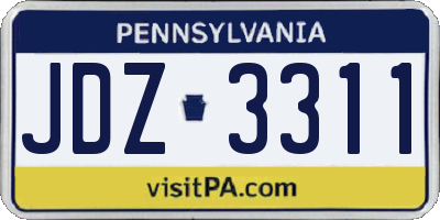 PA license plate JDZ3311