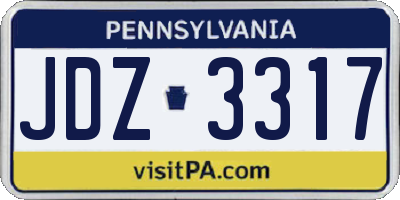 PA license plate JDZ3317