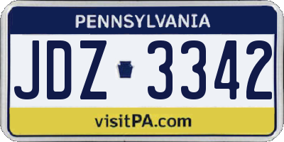 PA license plate JDZ3342
