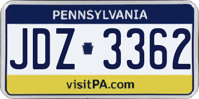 PA license plate JDZ3362