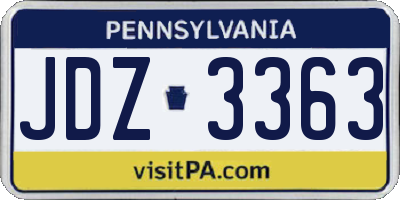 PA license plate JDZ3363