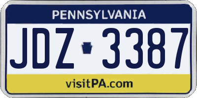 PA license plate JDZ3387