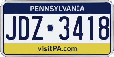 PA license plate JDZ3418
